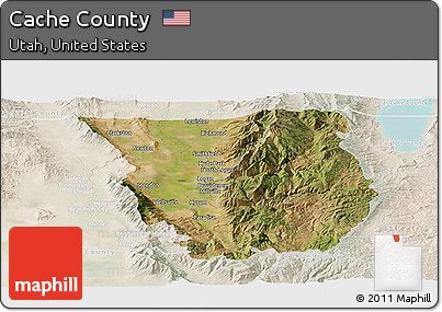 Satellite Panoramic Map of Cache County, lighten
