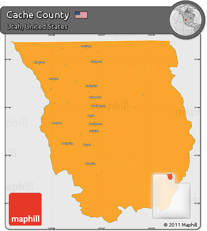 Political Simple Map of Cache County, single color outside