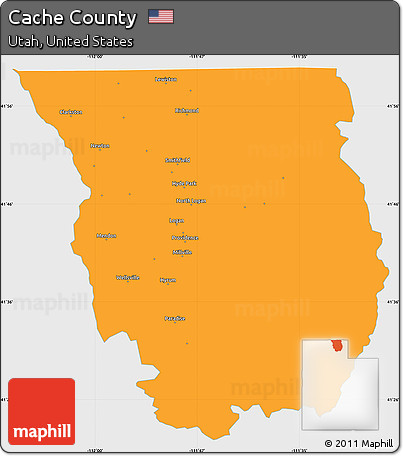 Political Simple Map of Cache County, single color outside