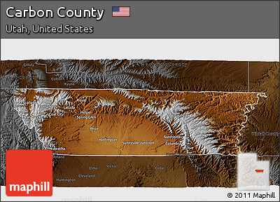 Physical 3D Map of Carbon County, darken