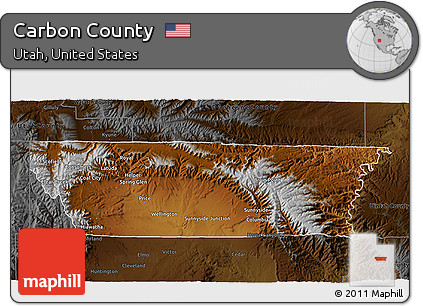 Physical 3D Map of Carbon County, darken