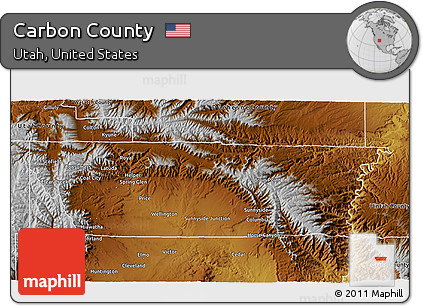 Physical 3D Map of Carbon County