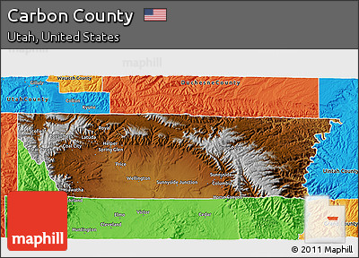 Physical 3D Map of Carbon County, political outside