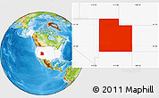 Physical Location Map of Utah, highlighted country