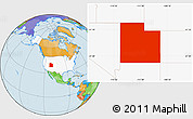 Political Location Map of Utah, highlighted country