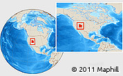 Shaded Relief Location Map of Utah, within the entire country