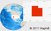 Shaded Relief Location Map of Utah, highlighted country