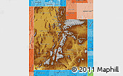 Physical Map of Utah, political shades outside
