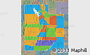 Political Map of Utah, semi-desaturated
