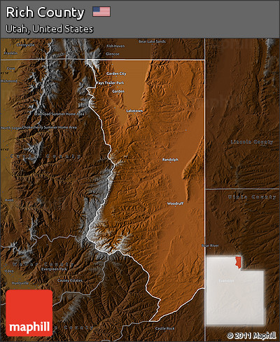 Physical Map of Rich County, darken