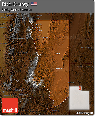 Physical Map of Rich County, darken