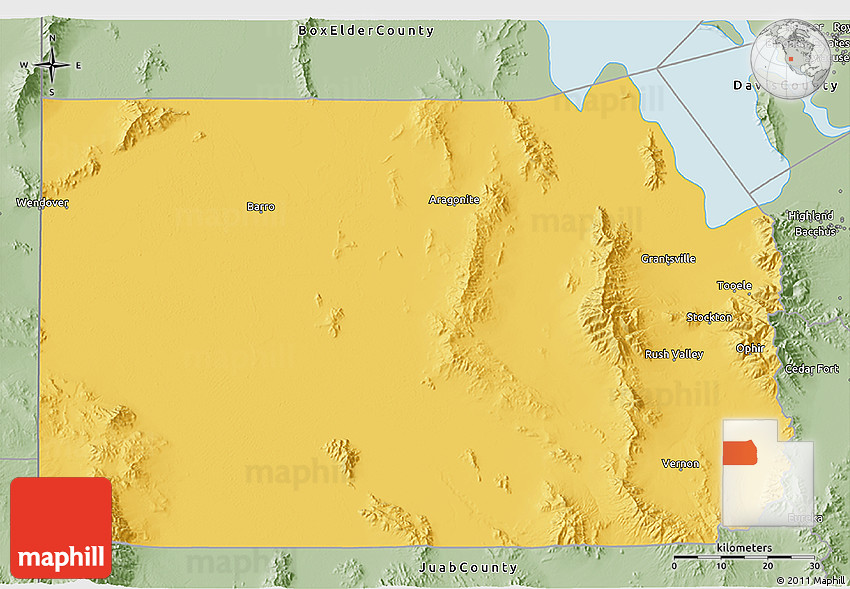 Savanna Style 3D Map of Tooele County