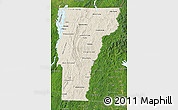 Shaded Relief Map of Vermont, satellite outside