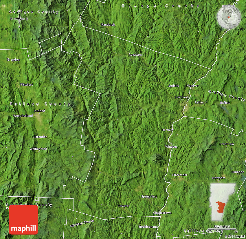 Satellite Map of Windsor County
