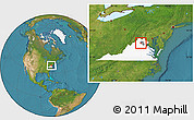 Satellite Location Map of ZIP code 20106, highlighted county, highlighted state