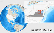 Shaded Relief Location Map of ZIP code 20106, highlighted country, highlighted state