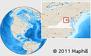 Shaded Relief Location Map of ZIP code 20106, highlighted county, highlighted state