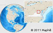 Shaded Relief Location Map of ZIP code 20106, highlighted state