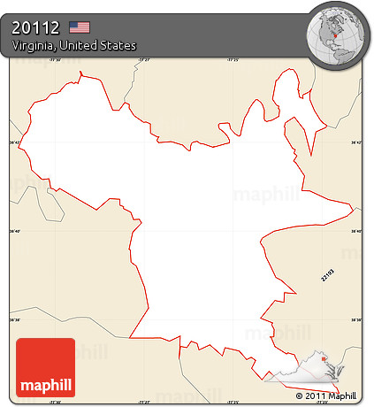 Classic Style Simple Map of ZIP Code 20112
