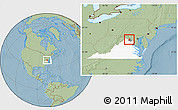 Savanna Style Location Map of ZIP code 20132, highlighted county, highlighted state, hill shading