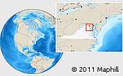 Shaded Relief Location Map of ZIP code 22033, highlighted state