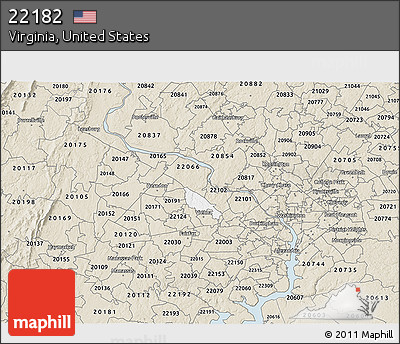 Classic Style 3D Map of ZIP Code 22182
