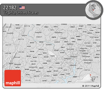 Silver Style 3D Map of ZIP Code 22182