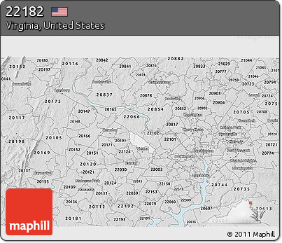 Silver Style 3D Map of ZIP Code 22182