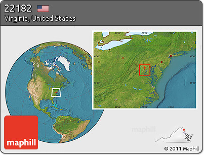 Satellite Location Map of ZIP Code 22182