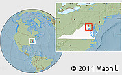 Savanna Style Location Map of ZIP code 22182, highlighted state, hill shading