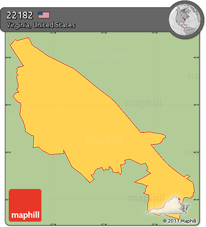 Savanna Style Simple Map of ZIP Code 22182, cropped outside