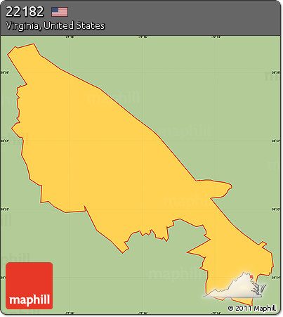 Savanna Style Simple Map of ZIP Code 22182, cropped outside