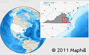 Shaded Relief Location Map of ZIP code 23235, highlighted country, highlighted state