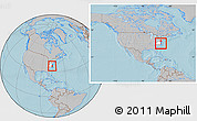 Gray Location Map of ZIP code 23436, highlighted state, within the entire country, hill shading