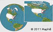 Satellite Location Map of ZIP code 23436, highlighted country, highlighted county, within the entire country
