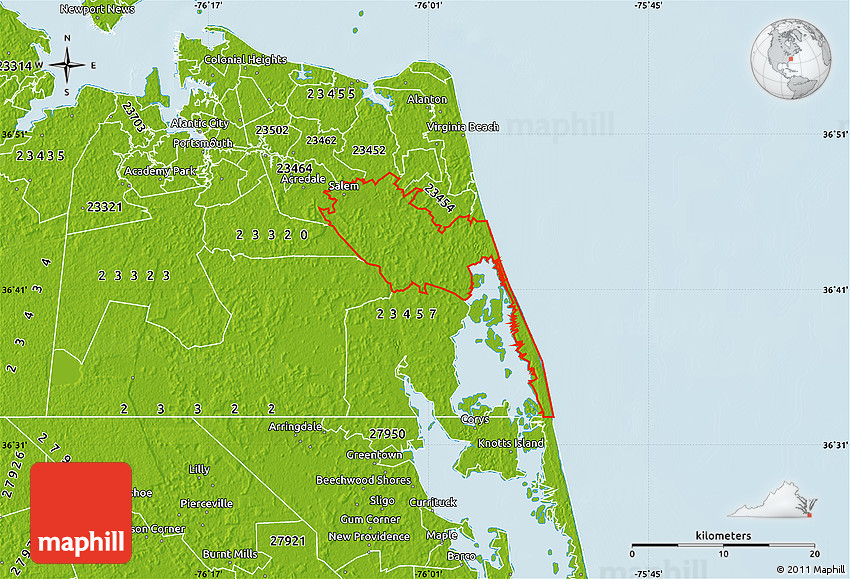 Physical Map Of ZIP Code 23456