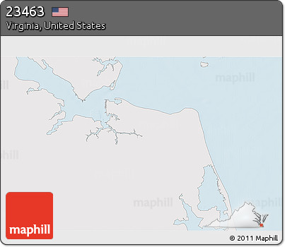 Silver Style 3D Map of ZIP Code 23463, single color outside