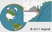 Satellite Location Map of ZIP code 23701, highlighted country, highlighted state