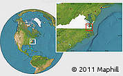 Satellite Location Map of ZIP code 23701, highlighted state