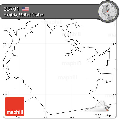 Blank Simple Map of ZIP Code 23701, no labels