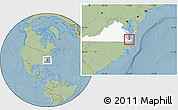 Savanna Style Location Map of ZIP code 23708, highlighted state, hill shading