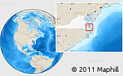 Shaded Relief Location Map of ZIP code 23708, highlighted state
