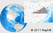Shaded Relief Location Map of ZIP code 24060, highlighted country, highlighted state