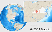 Shaded Relief Location Map of ZIP code 24060, highlighted state