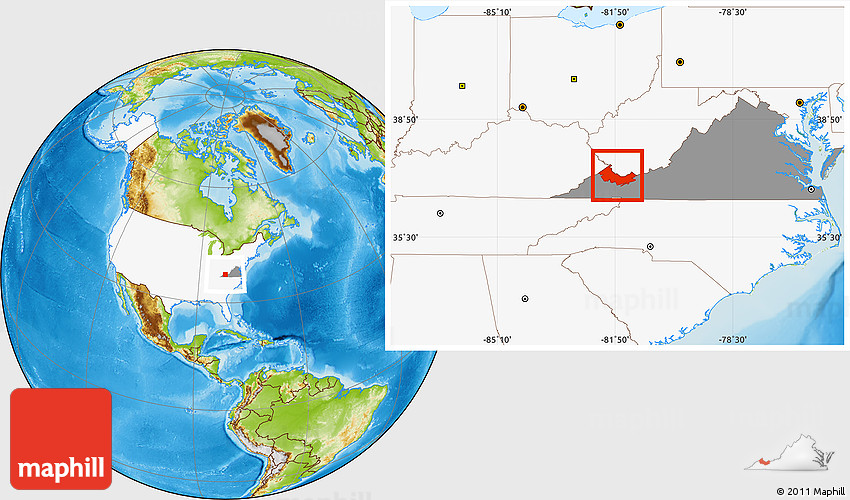 Physical Location Map of ZIP Codes Starting with 246, highlighted