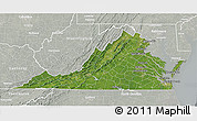 Satellite 3D Map of Virginia, lighten, semi-desaturated