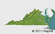 Satellite 3D Map of Virginia, single color outside