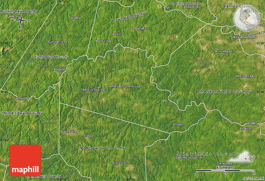 Satellite Map of Amelia County