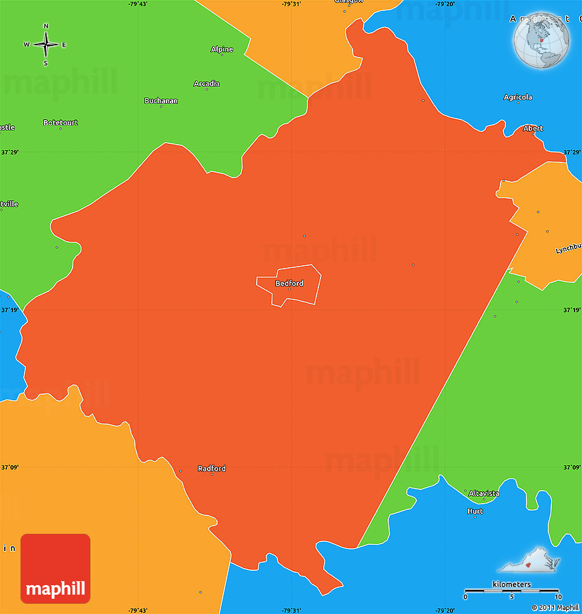 Political Simple Map of Bedford County