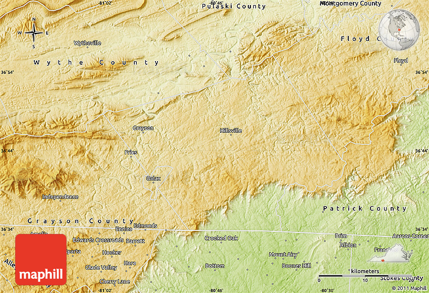 Physical Map of Carroll County